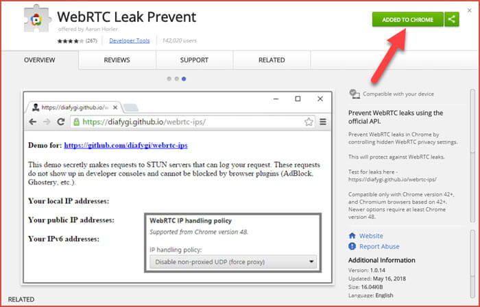 Halaman Pencegahan Kebocoran WebRTC