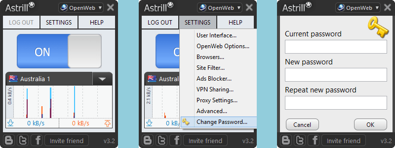 Astrill VPN: पासवर्ड बदलें