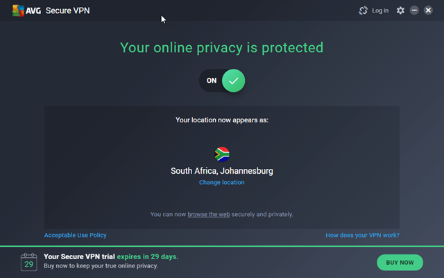 დაცული AVG VPN კავშირი აფრიკასთან