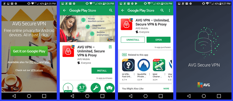 AVG VPN Android ინსტალაციის პროცედურისთვის