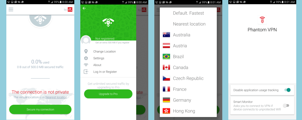 Phantom VPN Impostazioni Android