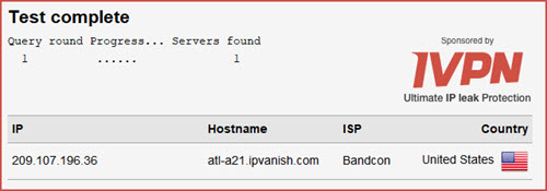 IPVanish LeakTest untuk Safari