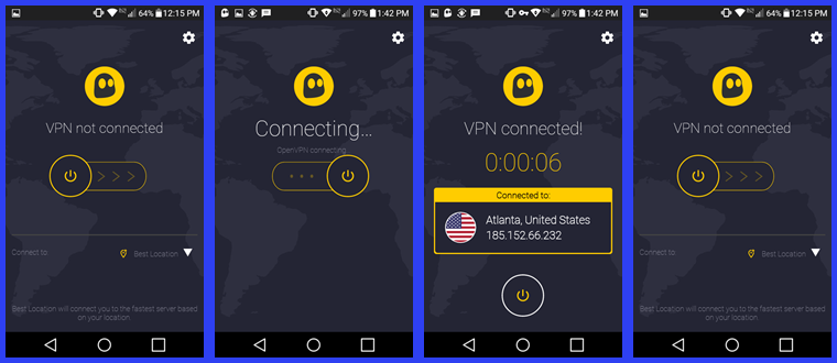 Verbinding maken met de beste server met de CyberGhost Android-app