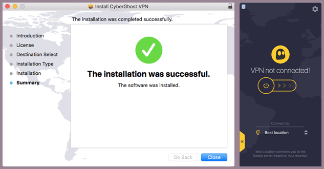 CyberGhost VPN Mac-app geopend