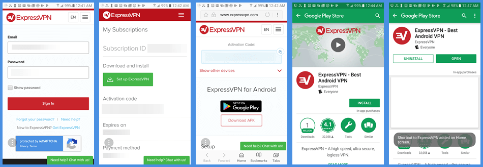 ExpressVPN Android 앱 설치