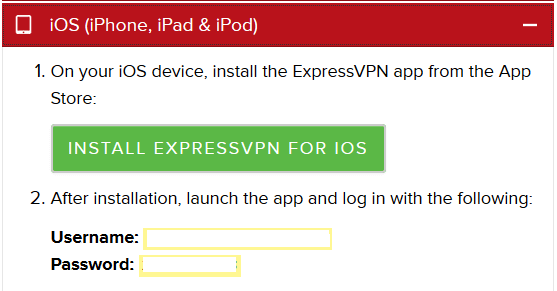 ExpressVPN iOS forritsforrit
