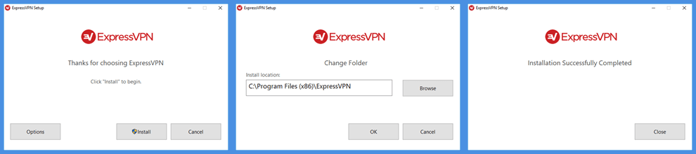 Uppsetning ExpressVPN Windows viðskiptavinar