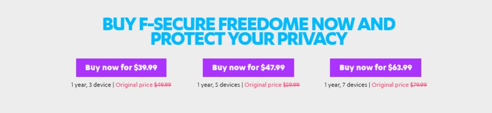 გაათავისუფლეთ VPN ფასები