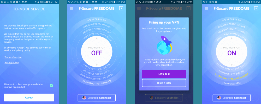Freedome VPNの最初の接続