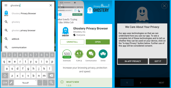 Ghostery 3 pertama untuk Android