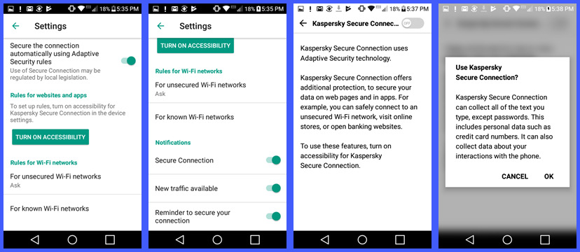 Kaspersky Secure Connection VPN პარამეტრები (ნაწილი 1)