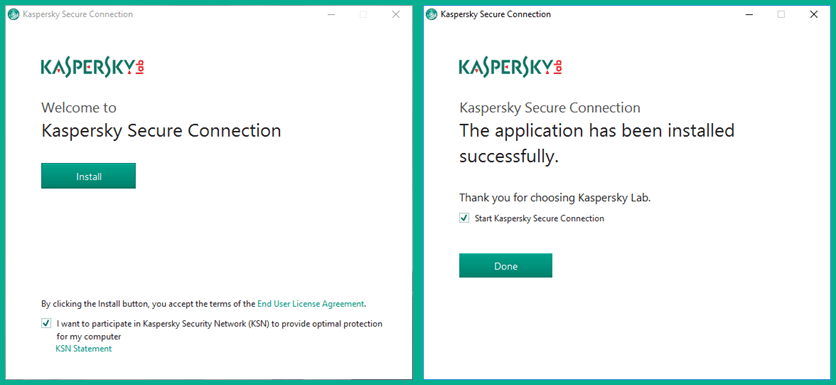 Kaspersky Secure Connection VPN- ის ინსტალაცია