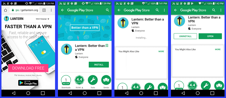 Android Lantern- ის ინსტალაციის პროცედურა