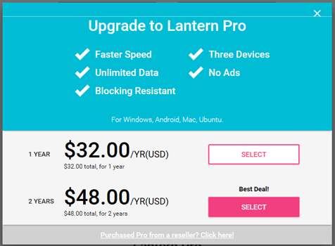 قیمت گذاری Lantern Pro