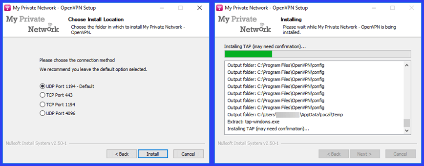 Porta izvēle OpenVPN savienojumiem ar MPN