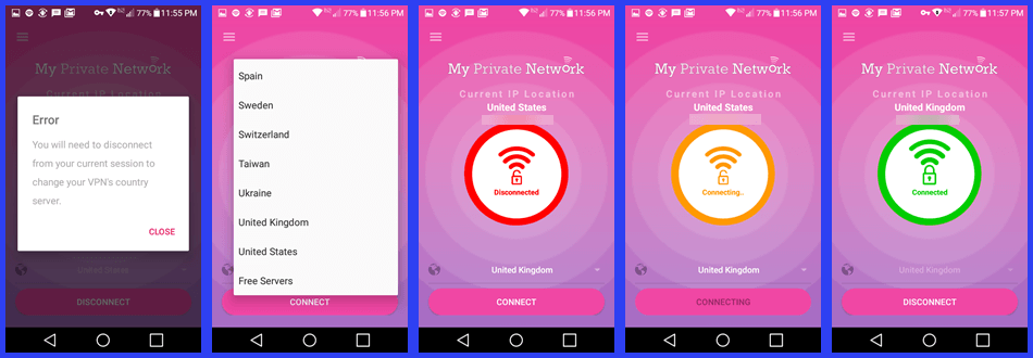 Menyambung ke Pelayan UK dengan Aplikasi Android MPN