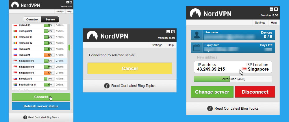 NordVPN Singapur # 3 Server