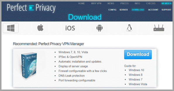 Mengunduh Privasi Sempurna dari Perangkat Lunak VPN dan File Konfigurasi