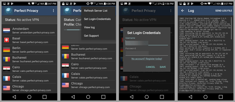 VPN Privasi Sempurna Android Menu Klien IPSec