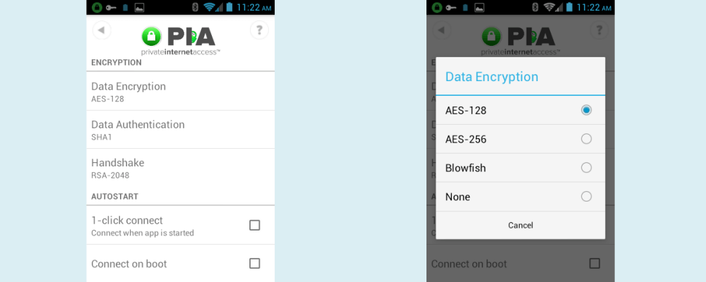 Accesso privato a Internet Impostazioni crittografia app Android