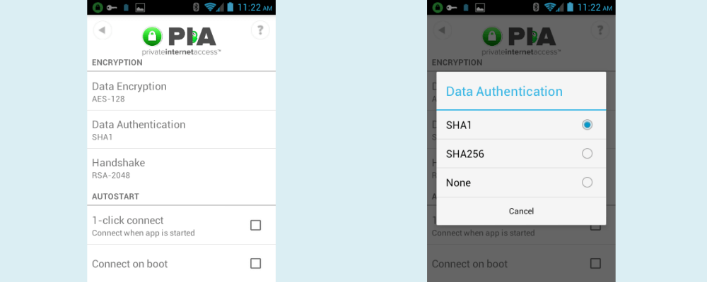 Privātās piekļuves internetam Android lietotņu autentifikācija