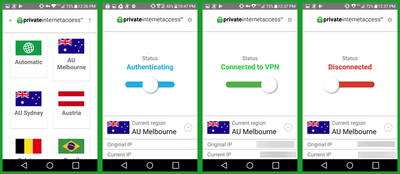 मेलबोर्न ऑस्ट्रेलिया स्थान को निजी इंटरनेट एक्सेस ऐप के साथ बदलना
