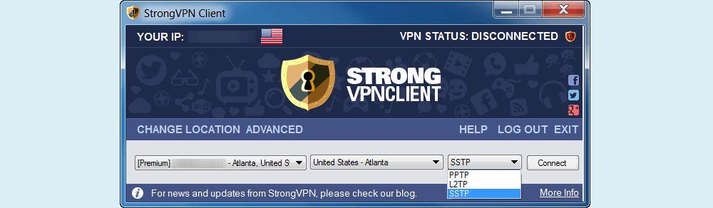 StrongVPN 서버 스위치 완료