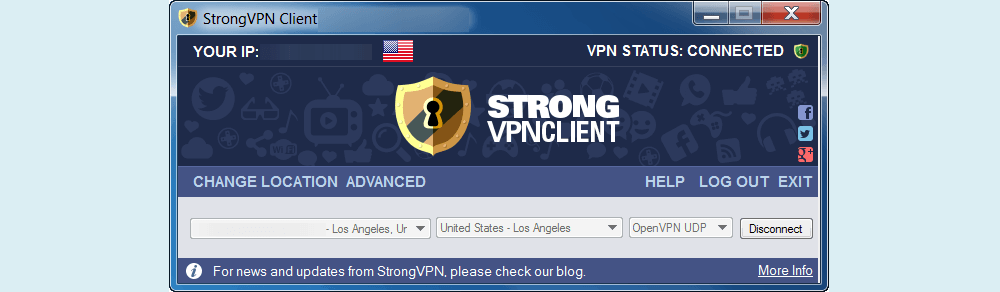 LA에 연결된 StrongVPN Windows 클라이언트