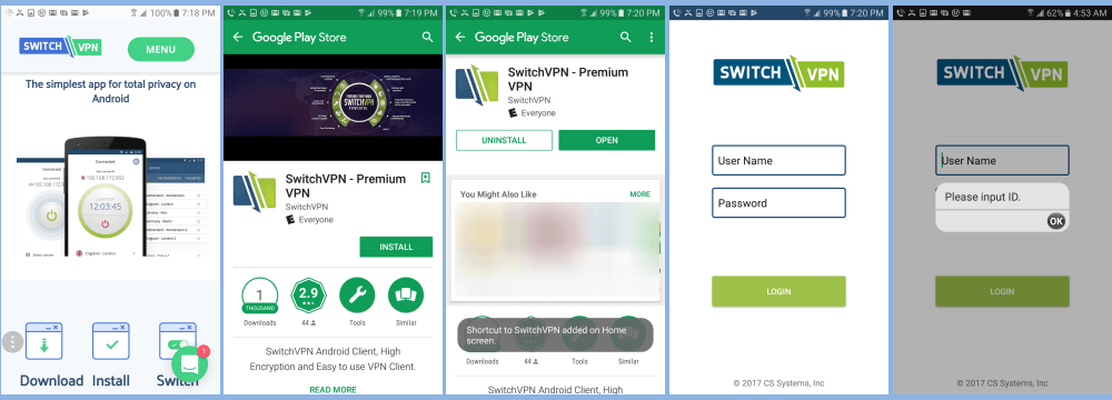 Installatieprocedure voor Android SwitchVPN