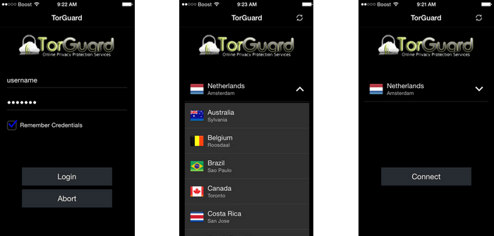 Aplikasi TorGuard iOS