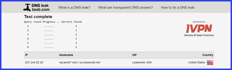 VPNBook DNS 누출 테스트