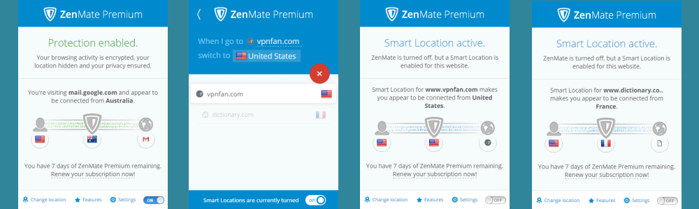 ZenMate VPN Google Chromeスマートロケーション