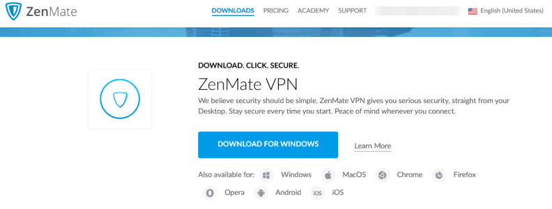 ZenMate VPNソフトウェアのダウンロード